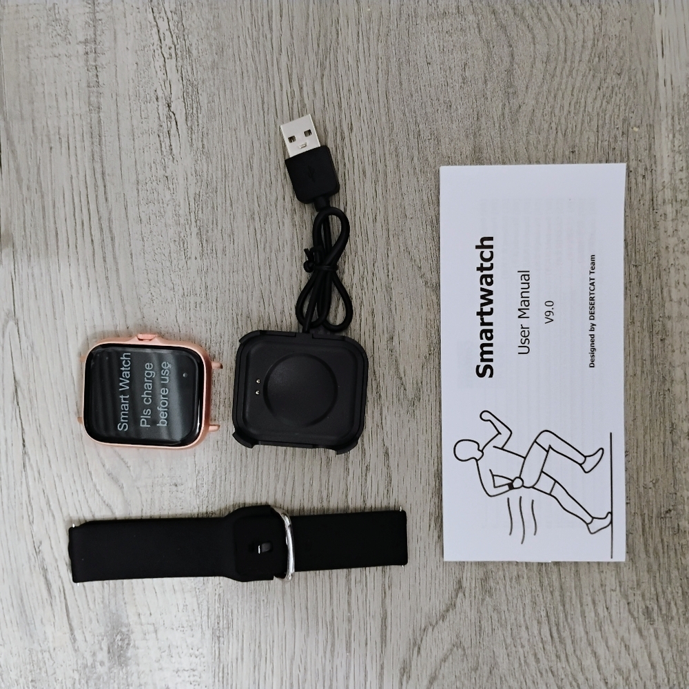 Rose Gold Smartwatch with Black Band